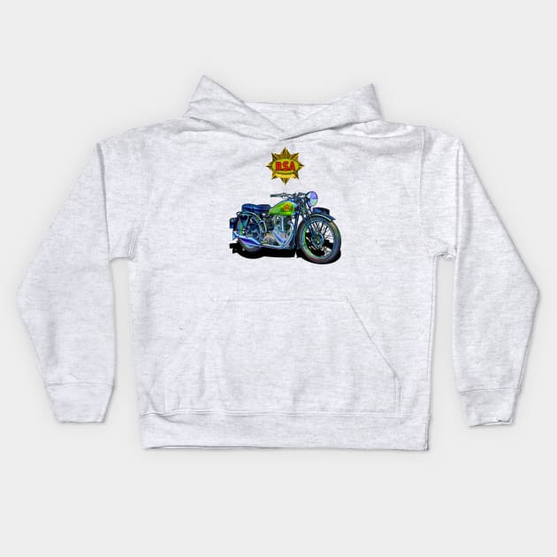 The Gorgeous BSA Empire Star Motorcycle by Motormaniac Kids Hoodie by MotorManiac